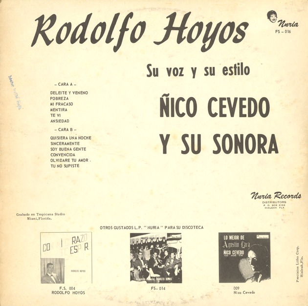 Rodolfo Hoyos:Su voz y su estilo - Back Cover